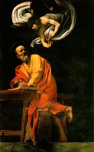 Caravaggio: San Matteo e l’angelo, cm. 295 x 195, Chiesa di San Luigi dei Francesi, Roma.